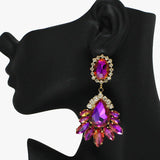 88126, MARQUISE CENTER TEARDROP ACCENT RHINESTONE EVENING EARRING