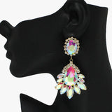 88126, MARQUISE CENTER TEARDROP ACCENT RHINESTONE EVENING EARRING