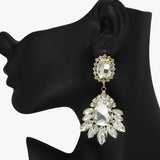 88126, MARQUISE CENTER TEARDROP ACCENT RHINESTONE EVENING EARRING