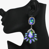 88126, MARQUISE CENTER TEARDROP ACCENT RHINESTONE EVENING EARRING