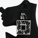 88130, SQUARE MULTI SHAPE RHINESTONE EVENING EARRING