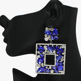 88130, SQUARE MULTI SHAPE RHINESTONE EVENING EARRING