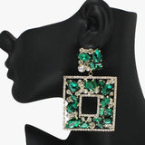 88130, SQUARE MULTI SHAPE RHINESTONE EVENING EARRING