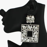 88130, SQUARE MULTI SHAPE RHINESTONE EVENING EARRING