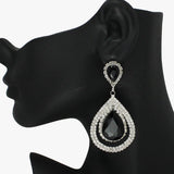 88142, TEARDROP ACCENT RHINESTONE EVENING EARRING