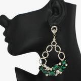 88143, OVAL ACCENT RHINESTONE EVENING EARRING
