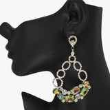 88143, OVAL ACCENT RHINESTONE EVENING EARRING