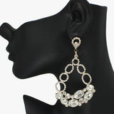 88143, OVAL ACCENT RHINESTONE EVENING EARRING