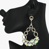 88143, OVAL ACCENT RHINESTONE EVENING EARRING