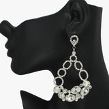 88143, OVAL ACCENT RHINESTONE EVENING EARRING