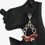 88143, OVAL ACCENT RHINESTONE EVENING EARRING