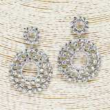 88166, ROUND SHAPE RHINESTONE EVENING EARRING