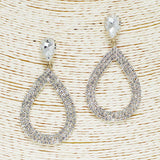 88173, TEARDROP RHINESTONE EVENING EARRING 2.5" LONG