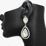 88174, TEARDROP ACCENT RHINESTONE EVENING EARRING