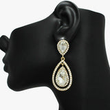 88174, TEARDROP ACCENT RHINESTONE EVENING EARRING