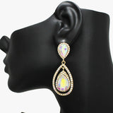 88174, TEARDROP ACCENT RHINESTONE EVENING EARRING