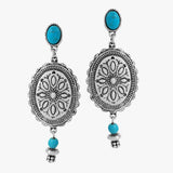 88179, WESTERN CONCHO WITH TURQUOISE STONE DANGLE EARRING