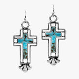88187, WESTERN CROSS TURQUOISE STONE EARRING