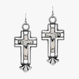 88187, WESTERN CROSS TURQUOISE STONE EARRING