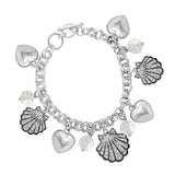 88196, PAVE SEASHELL & HEART CHARM TOGGLE BRACELET