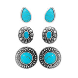 88198, WESTERN TURQUOISE STONE STUD EARRING SET