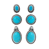 88199, WESTERN TURQUOISE STONE STUD EARRING SET