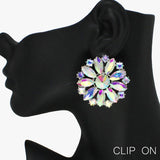 88236, ROUND CENTER MARQUISE ACCENT RHINESTONE EVENING CLIP ON EARRING