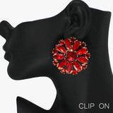 88236, ROUND CENTER MARQUISE ACCENT RHINESTONE EVENING CLIP ON EARRING