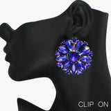 88236, ROUND CENTER MARQUISE ACCENT RHINESTONE EVENING CLIP ON EARRING