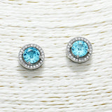 88255, DESIGNER INSPIRED ROUND CUBIC ZIRCONIA STUD EARRING
