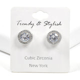 88255, DESIGNER INSPIRED ROUND CUBIC ZIRCONIA STUD EARRING