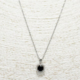 88256, DESIGNER INSPIRED SQUARE CUBIC ZIRCONIA STAINLESS STEEL PENDANT NECKLACE