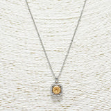88256, DESIGNER INSPIRED SQUARE CUBIC ZIRCONIA STAINLESS STEEL PENDANT NECKLACE