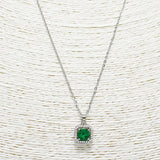 88256, DESIGNER INSPIRED SQUARE CUBIC ZIRCONIA STAINLESS STEEL PENDANT NECKLACE