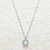 88256, DESIGNER INSPIRED SQUARE CUBIC ZIRCONIA STAINLESS STEEL PENDANT NECKLACE
