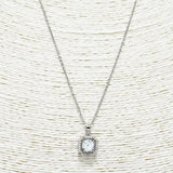 88256, DESIGNER INSPIRED SQUARE CUBIC ZIRCONIA STAINLESS STEEL PENDANT NECKLACE