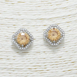 88257, DESIGNER INSPIRED SQUARE CUBIC ZIRCONIA STUD EARRING