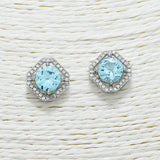88257, DESIGNER INSPIRED SQUARE CUBIC ZIRCONIA STUD EARRING