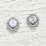 88257, DESIGNER INSPIRED SQUARE CUBIC ZIRCONIA STUD EARRING