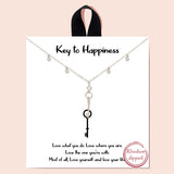 88262, "KEY TO HAPPINESS" KEY & CUBIC ZIRCONIA CHARM NECKLACE