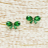 88270, RIBBON BOW CUBIC ZIRCONIA STUD EARRING