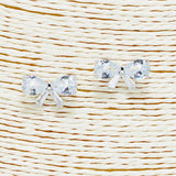 88270, RIBBON BOW CUBIC ZIRCONIA STUD EARRING