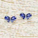 88270, RIBBON BOW CUBIC ZIRCONIA STUD EARRING