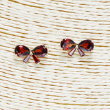 88270, RIBBON BOW CUBIC ZIRCONIA STUD EARRING