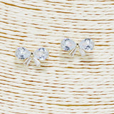 88270, RIBBON BOW CUBIC ZIRCONIA STUD EARRING