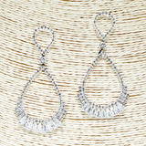 88282, PAVE RHINESTONE & BAGUETTE CUBIC ZIRCONIA EARRING