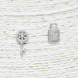 88293, KEY N LOCK CUBIC ZIRCONIA STUD EARRING