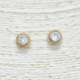 88294, ROUND CUBIC ZIRCONIA STUD EARRING