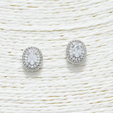 88295, OVAL CUBIC ZIRCONIA STUD EARRING