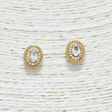 88295, OVAL CUBIC ZIRCONIA STUD EARRING